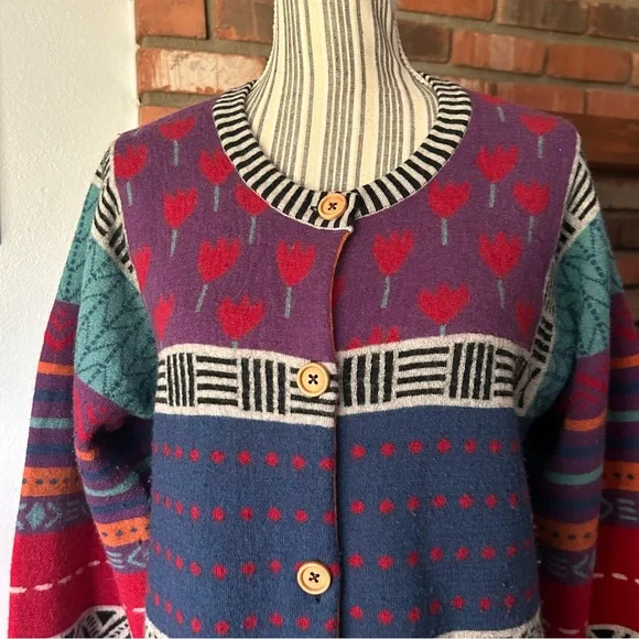 Gudrun Sjoden Floral Print Cardigan Sz M - Picture 4 of 9